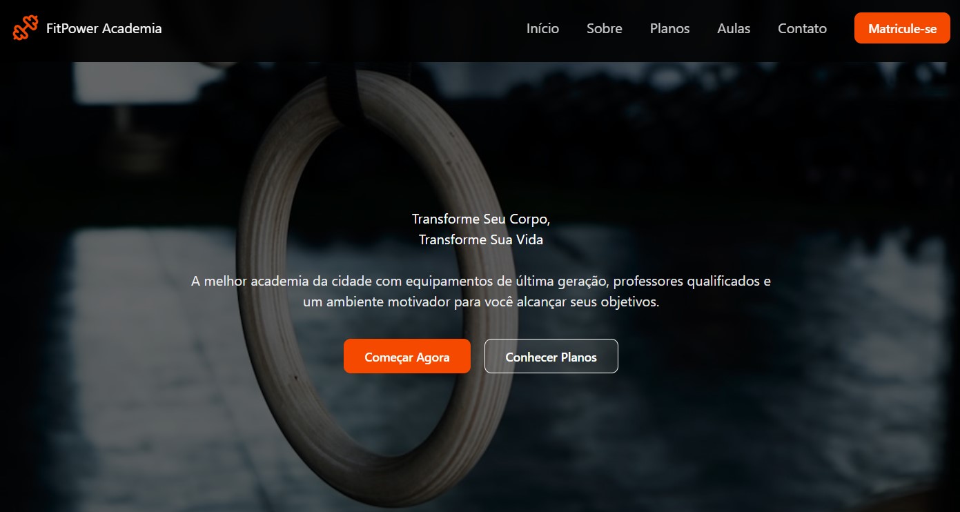 Modelo de site de academia